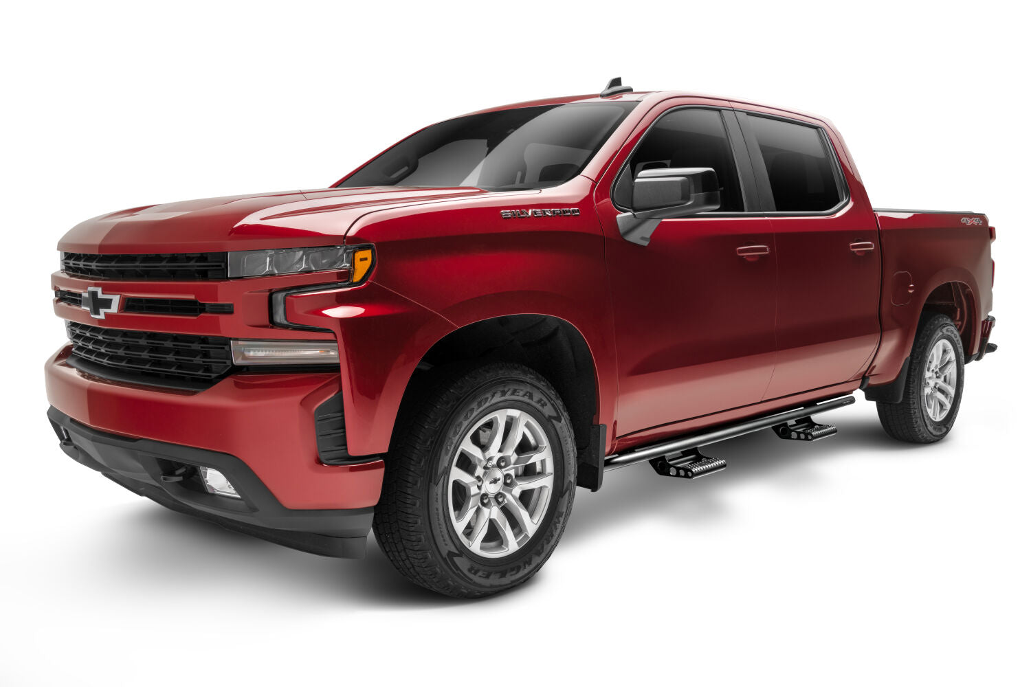 RKR Step System Cab Length (2 Step Mounts/2 Steps per Side) 1.75 Inch Rails 2019 (New Body Style)-2025 Chevy Silverado/GMC Sierra 1500/2020-2025 2500 HD/3500 HD Crew Cab Textured Black NFab