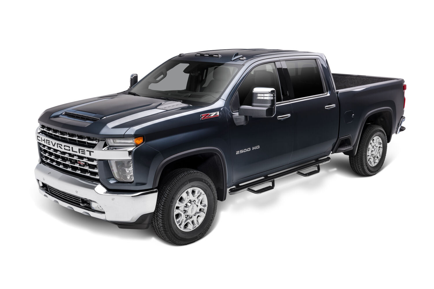 Nerf Step Bar Cab Length (2 Step per Side) 2019 (New Body Style)-2025 Chevy Silverado/GMC Sierra 1500/2020-2025 2500 HD/3500 HD Double Cab Gloss Black NFab