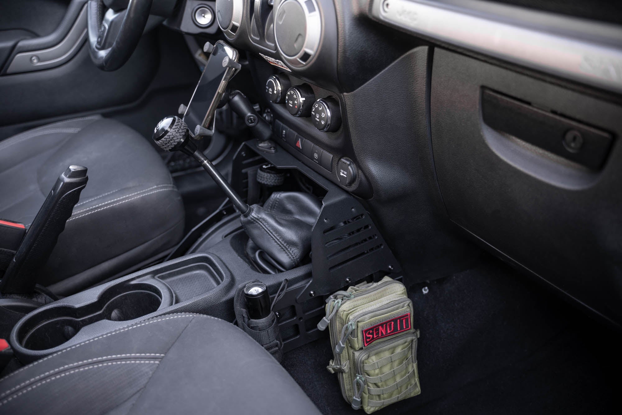 2007 2018 Jeep Wrangler Center Console Molle Panels Device Bridge DV8 Offroad