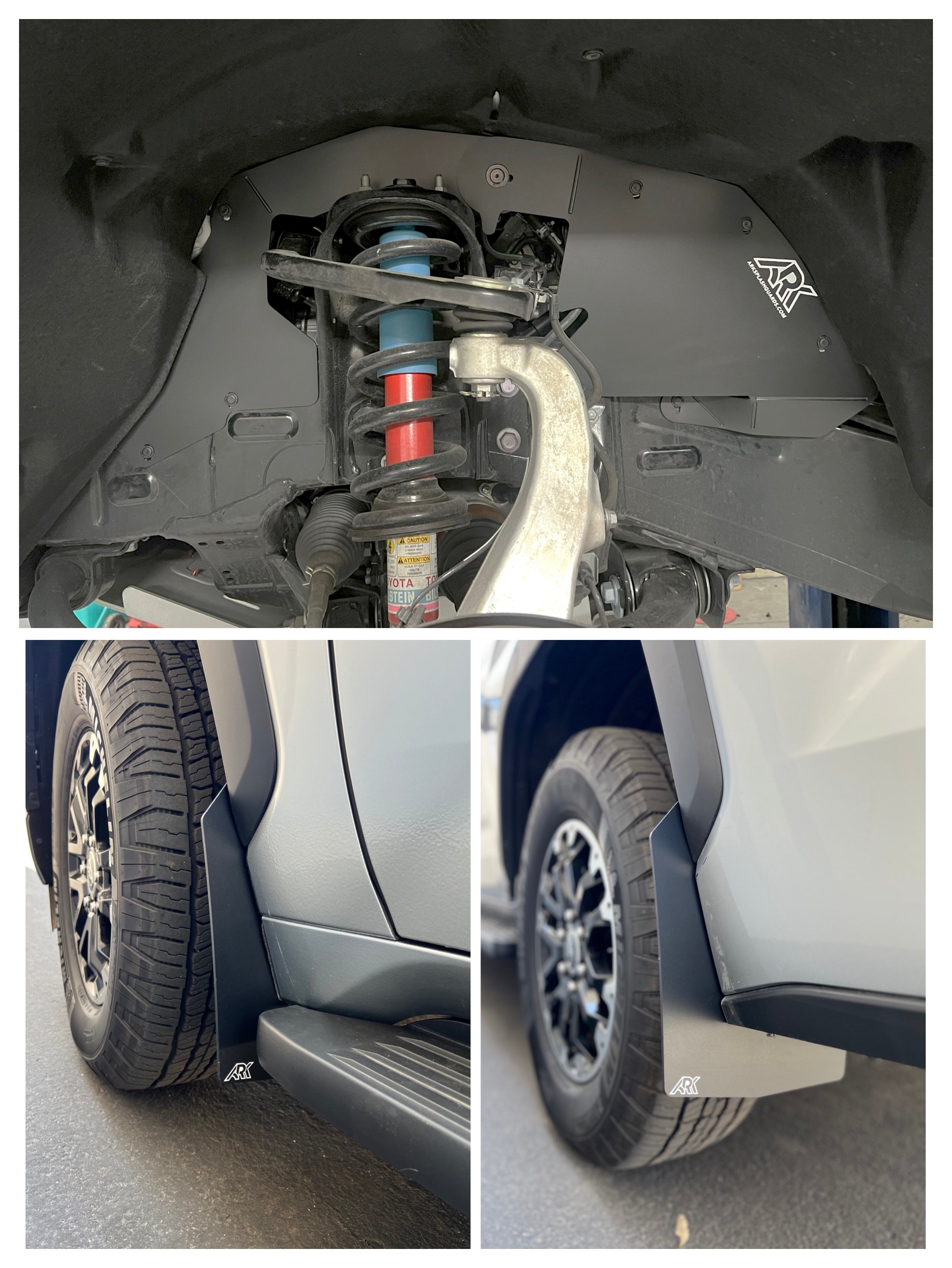 2022+ Toyota Sequoia TriXPoly bundle showcasing suspension components and mud flaps for enhanced offroad performance.