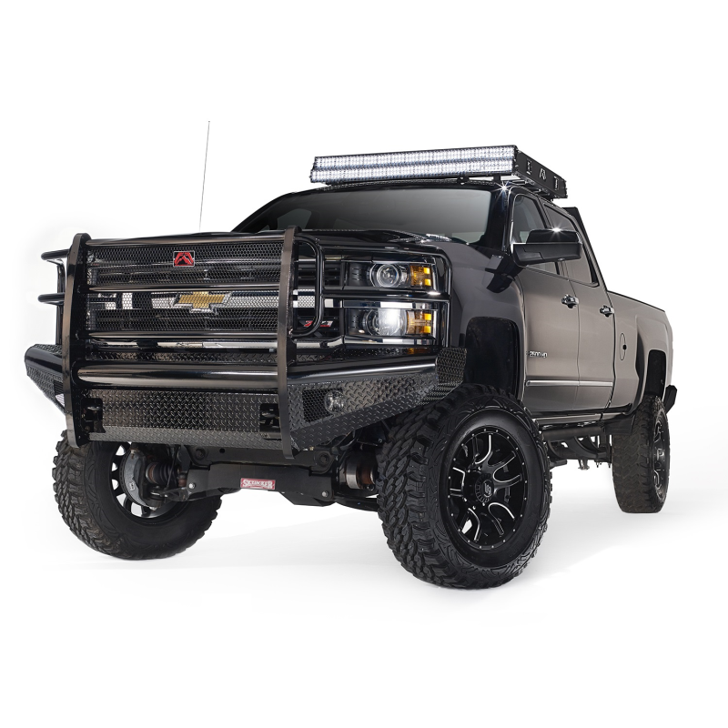 Fab Fours Black Steel Front Ranch Bumper w/ Grille Guard Model CH08-S2060-1