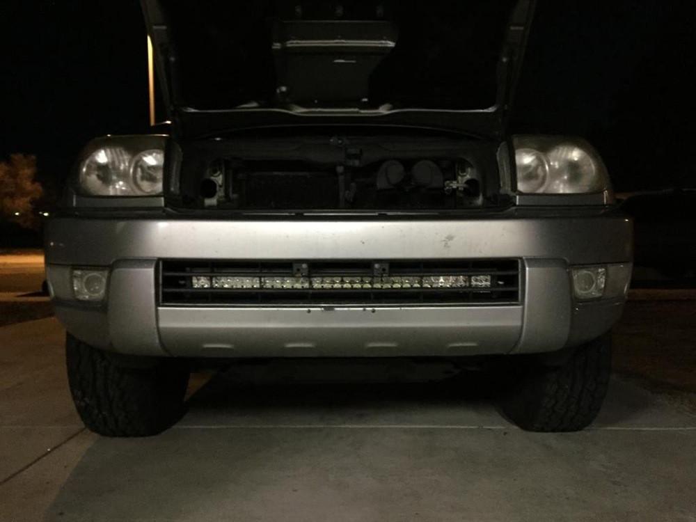 03-09 4Runner 32 Inch Lower Bumper Hidden LED Light Bar Brackets Kit 5D Optic 32 inch OSRAM LED Bar Spot Beam Bumper Light Bar Amber Backlight Tall Cali Raised LED	