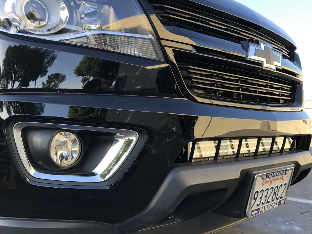 14-21 Chevy Colorado 32 Inch Lower Bumper Hidden LED Light Bar Brackets Kit 5D Optic 32 inch OSRAM LED Bar Combo Beam Cali Raised LED