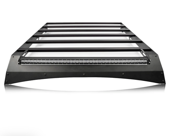 2014-2021 Tundra Crew Max Premium Roof Rack - 52 in Dual Row Spot Beam LED Light Bar - Blue Small No Lights Cali Raised LED