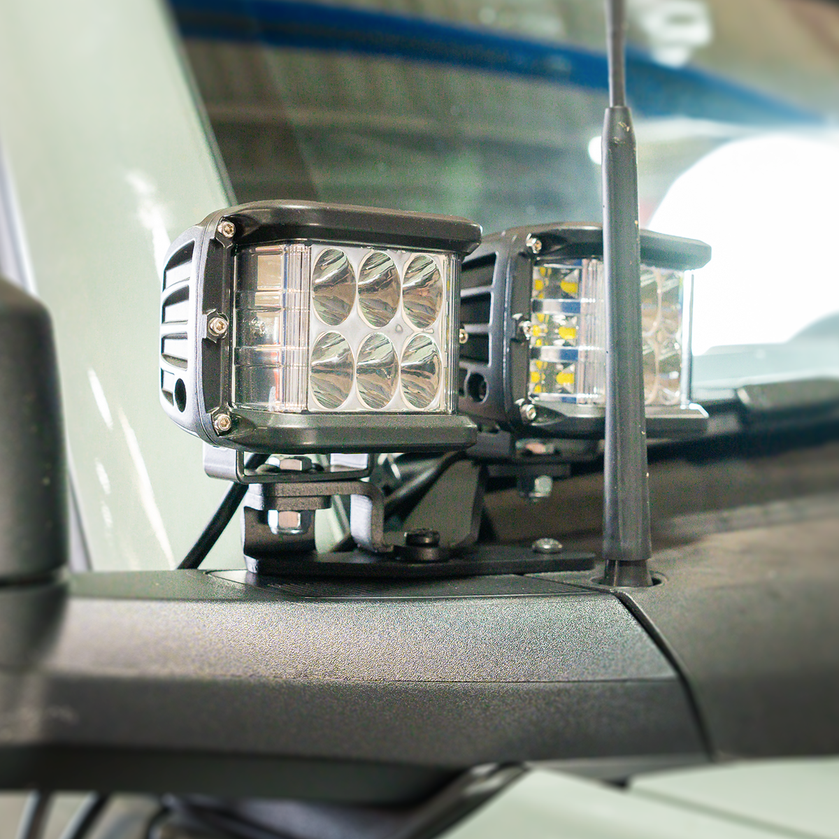 Ditch Light Mount Kit Fits 21-Present Ford Bronco Raptor - (2) 3X2 18W LED Pods/(2) 3X2 18W LED Pods Cali Raised LED
