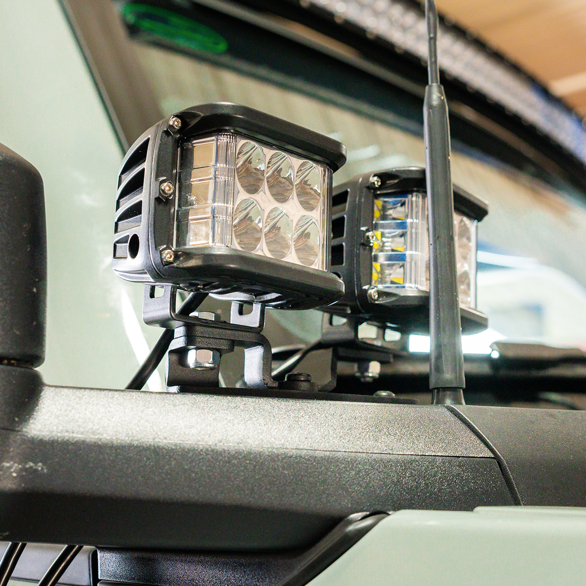 Ditch Light Mount Kit Fits 21-Present Ford Bronco Raptor - (2) 3X2 18W Amber LED Pods/(2) 3.5 Inch Round Cannon Pods Cali Raised LED