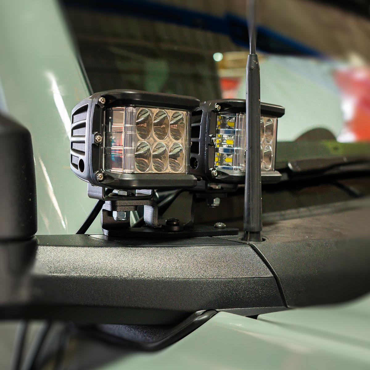 Ditch Light Mount Kit Fits 21-Present Ford Bronco Raptor - (2) 3X2 18W Amber LED Pods/(2) 3.5 Inch Round Cannon Pods Cali Raised LED