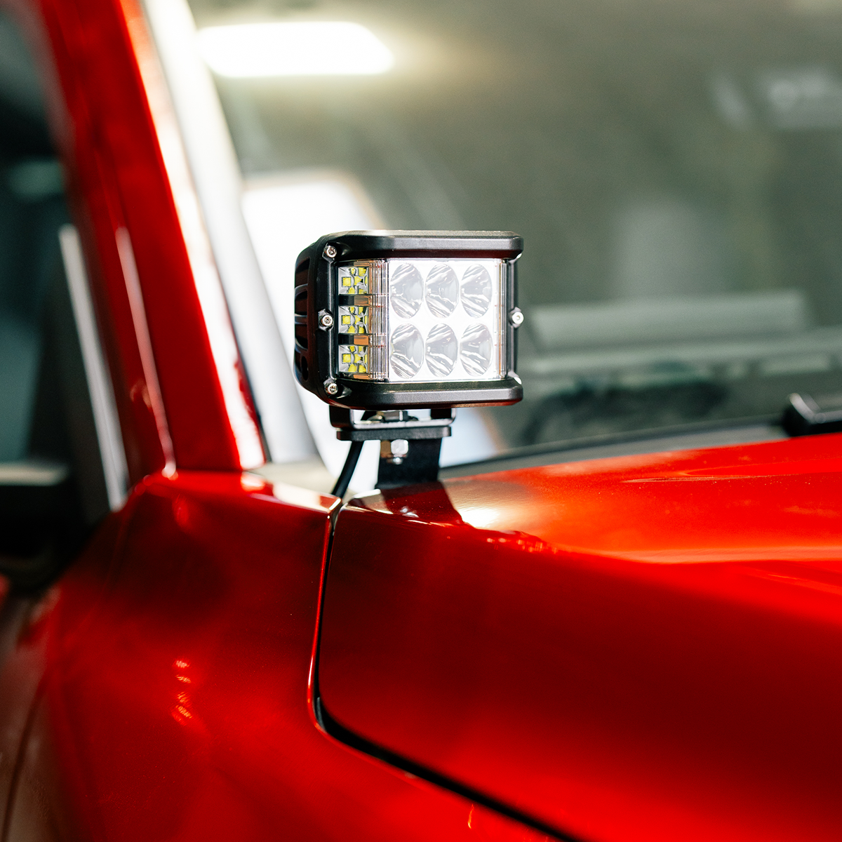 Low Profile Ditch Light Brackets Kit Fits 24-Present Toyota Tacoma/(2) 3.5 Inch Round Cannon Pods/Toyota OEM Square Style Ditch Light Switch Cali Raised LED