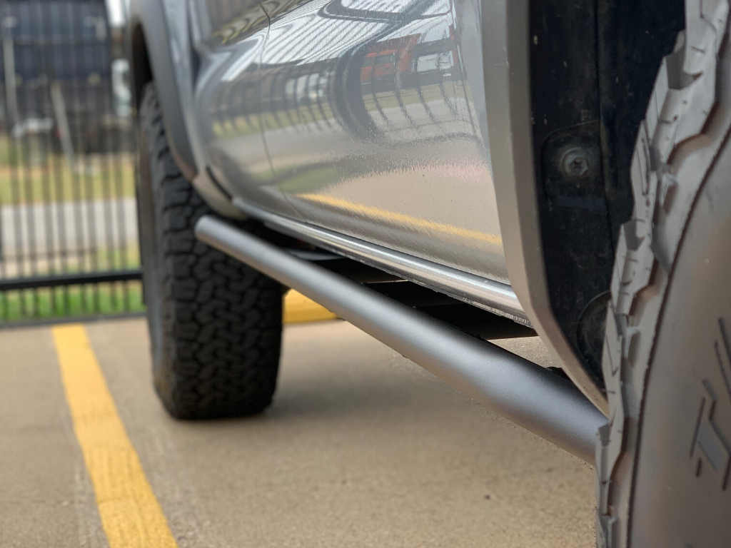 Trail Edition Rock Sliders Fits 24-Present Toyota Tacoma - Double Cab Long Bed/Kick Out/Powdercoat Cali Raised LED