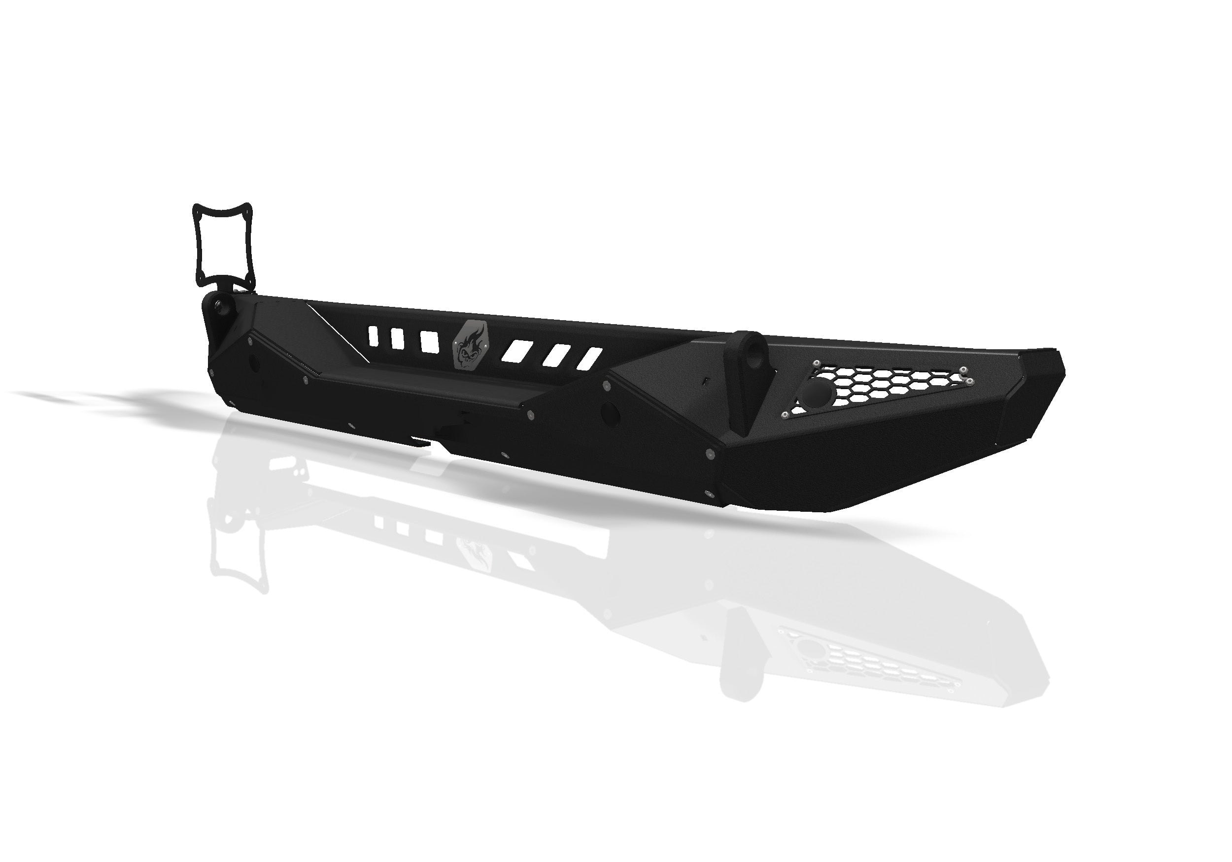 Blaze rear bumper for Jeep Wrangler JL without lightbar cutout, featuring a rugged design and durable black finish.