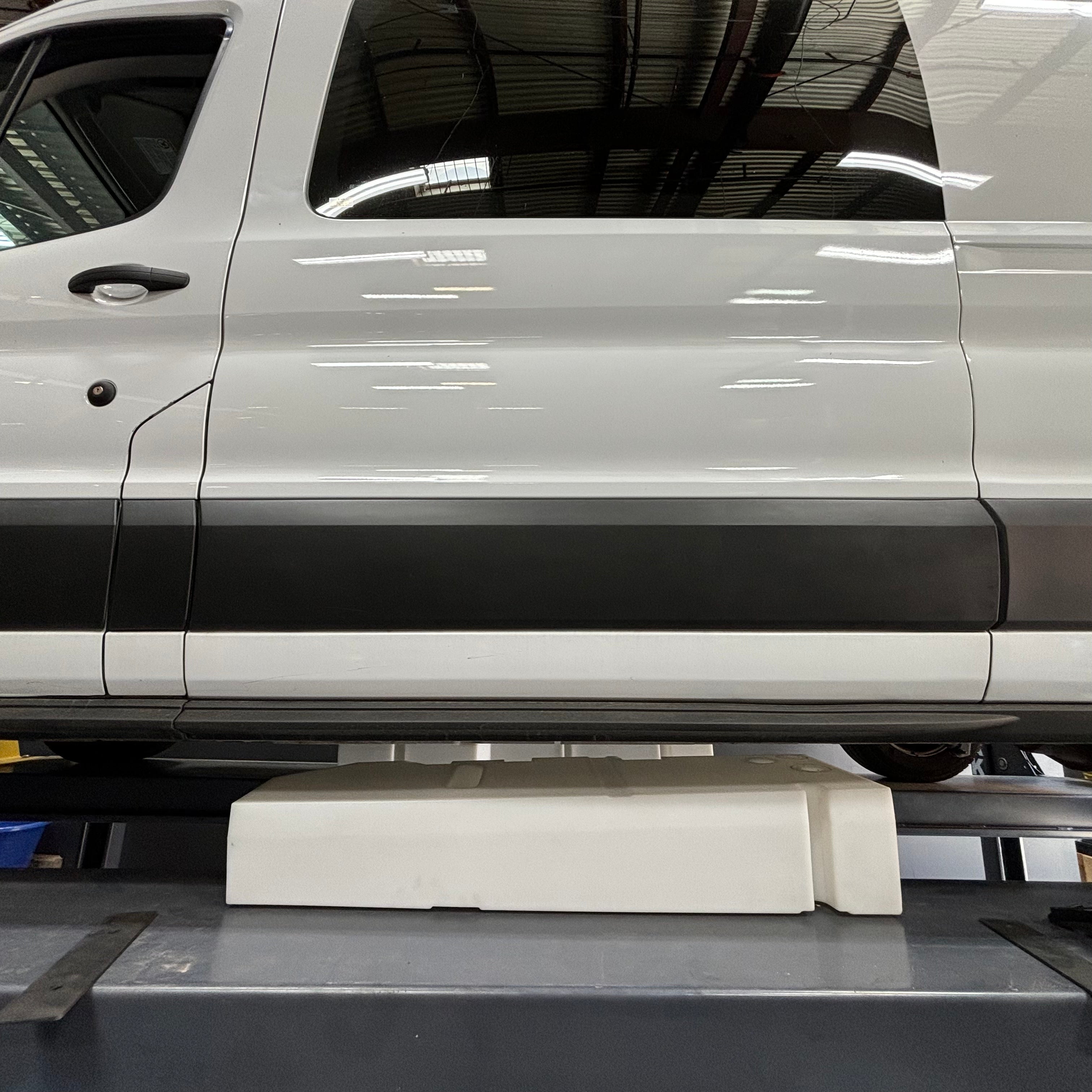 22-gallon undercarriage fresh/grey water tank for 2015-2025 Ford Transit, designed for driver side installation.