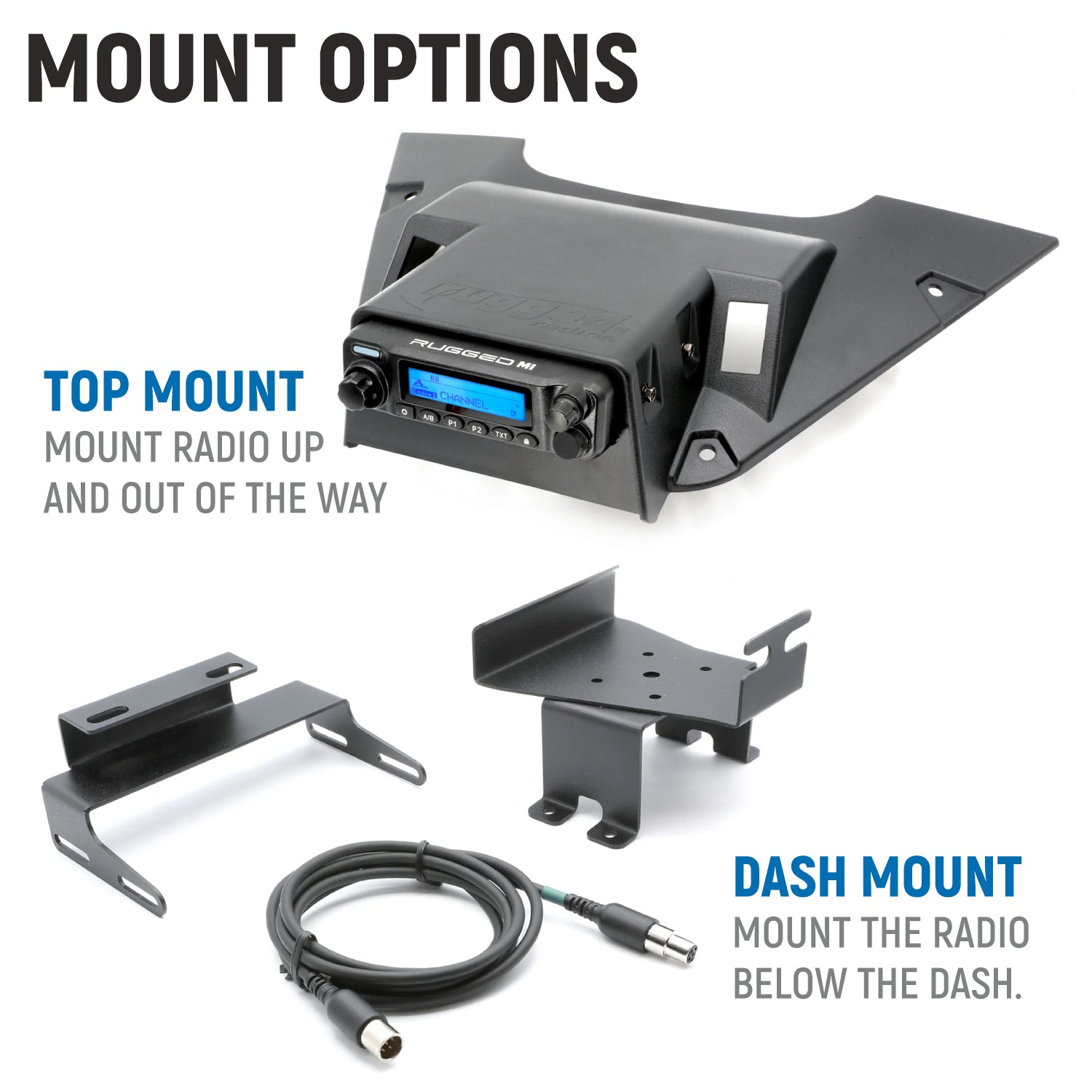 Can-Am Maverick R Complete Communication Kit with Rocker Switch Bluetooth Intercom and 2-Way Radio - 696 PLUS Remote Head / G1 GMRS / Dash Mount