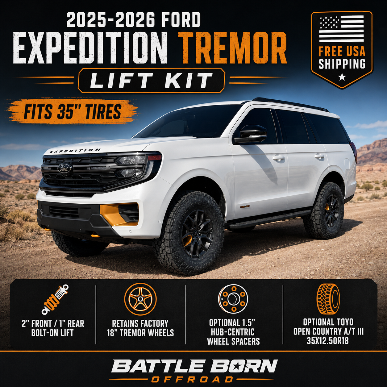 2025-2026 Ford Expedition Tremor Lift Kit with 35” Tires Package