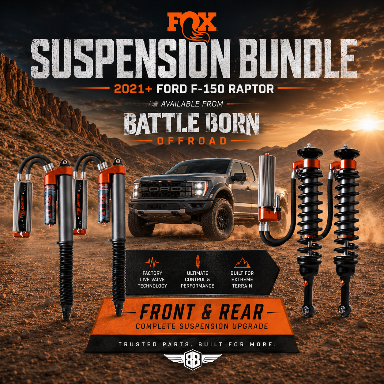 FOX 3.2 Live Valve Shock Bundle | 2021+ Ford F-150 Raptor & Raptor R