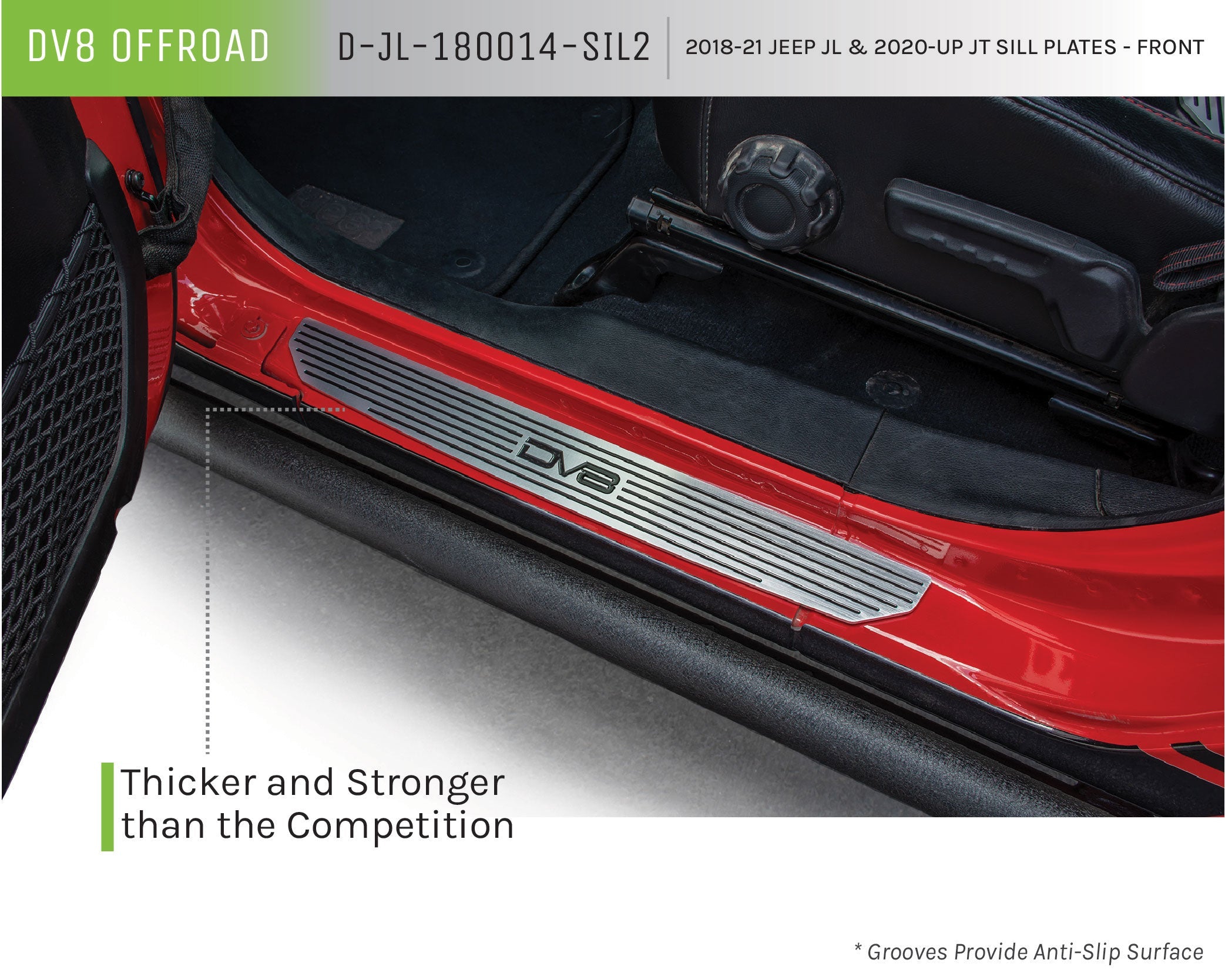 2020 2025 Jeep Wrangler JL JLU Gladiator JT Front ONLY Sill Pllates DV8 Offroad