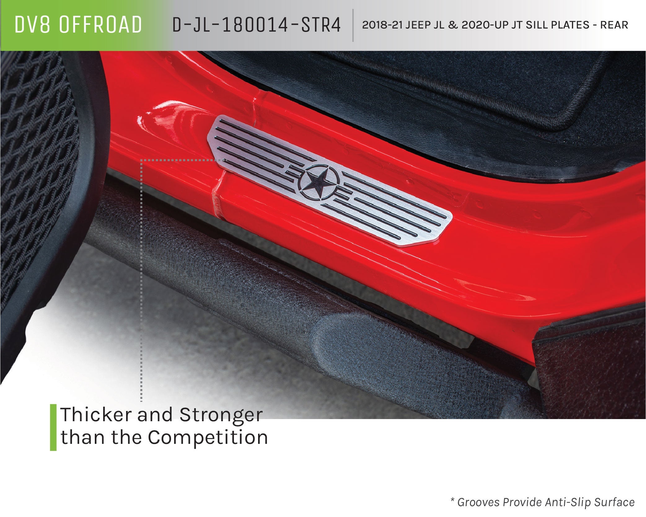 2018 2025 Jeep Wrangler JLU Gladiator JT 4 Door Sill Plates Rear Door only DV8 Offroad