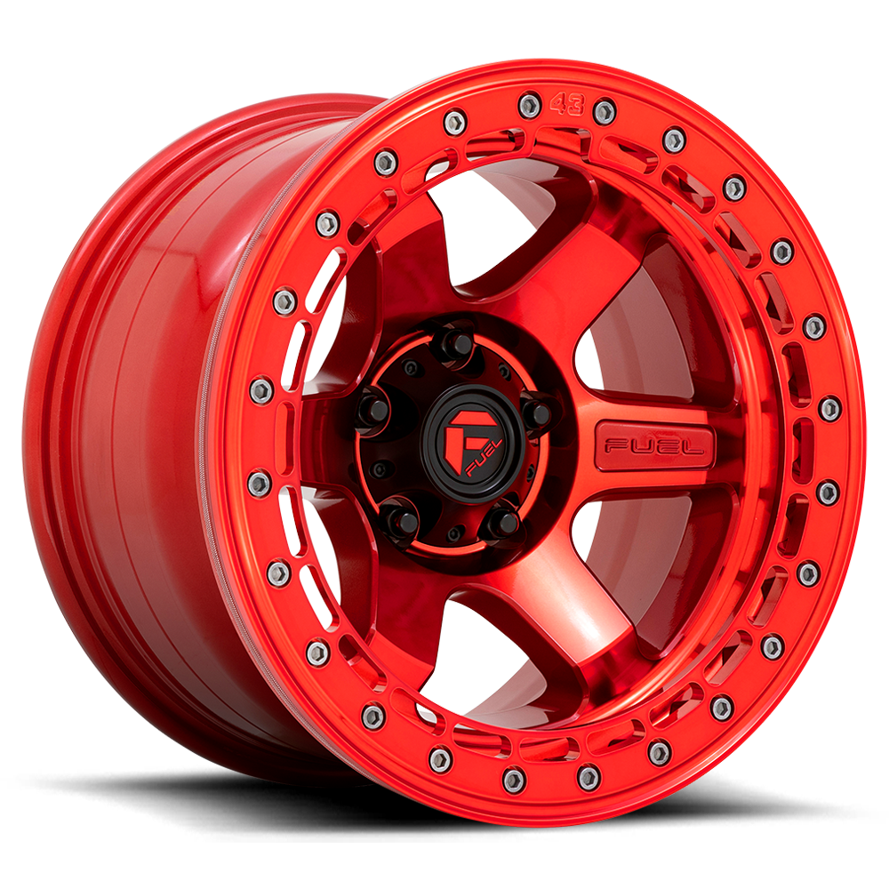 Aluminum Wheels 17X8.5 Block Beadlock D123 6 On 135 Candy Red/Candy Red Ring 87.1 Bore 0 Offset 6 Spoke Fuel Off Road Wheels