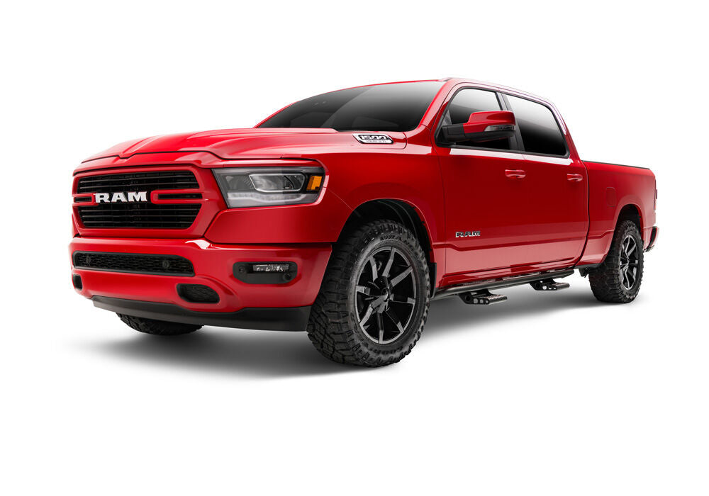 RKR Step System Cab Length (2 Step Mounts/2 Steps per Side) 1.75 Inch Rails 2019-2025 (New Body Style) Ram 1500 Crew Cab Textured Black NFab