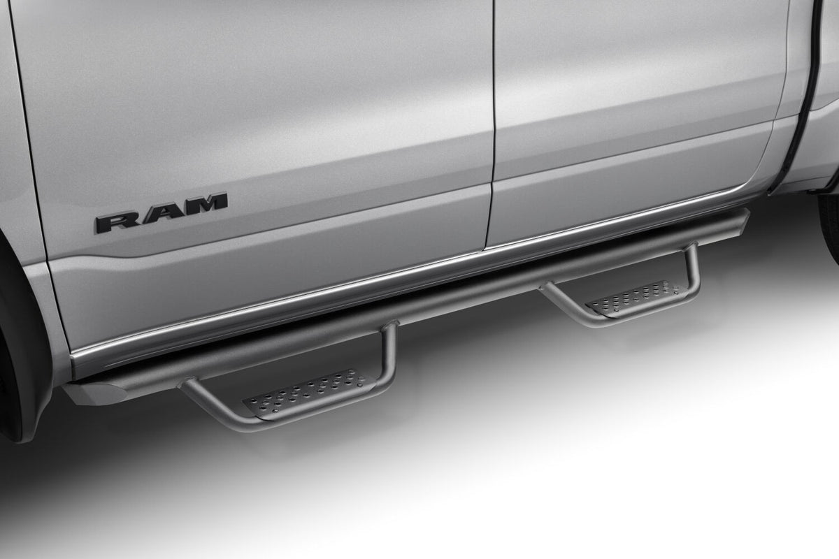 Domintator Extreme D2 Side Steps With Mounting Brackets Textured Black 2019-2026 Ram 1500 Go Rhino