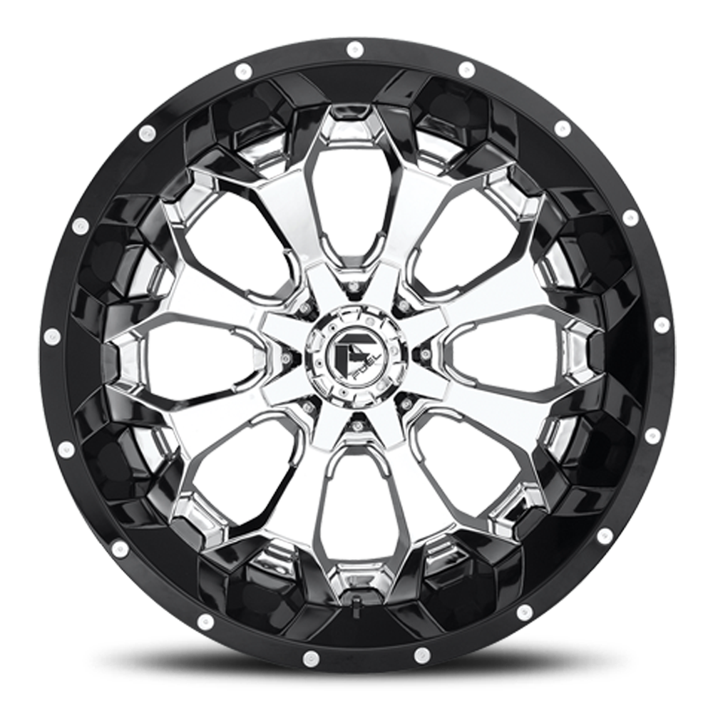 Aluminum Wheels 20X10 Assault D246 8 On 165.1 Chrome/Gloss Black Lip 125.1 Bore -18 Offset 8 Spoke Fuel Off Road Wheels