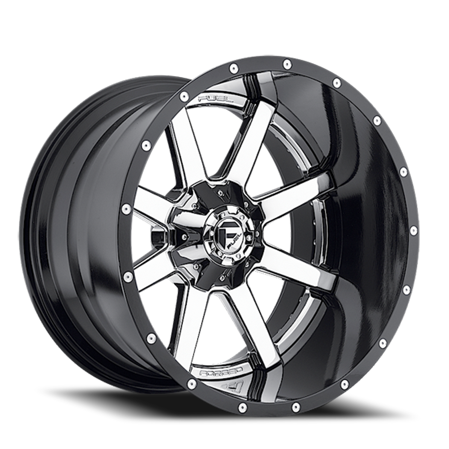 Aluminum Wheels 22X12 Maverick D260 5 On 139.7/5 On 150 Chrome/Gloss Black Lip 110.1 Bore -44 Offset Fuel Off Road Wheels