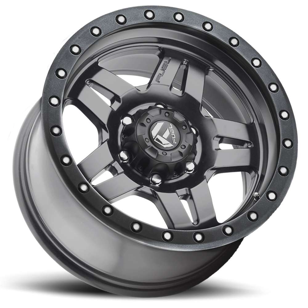 Aluminum Wheels 17X8.5 Anza D558 5 On 114.3 Matte Gunmetal Gray 72.6 Bore -6 Offset 5 Spoke Fuel Off Road Wheels