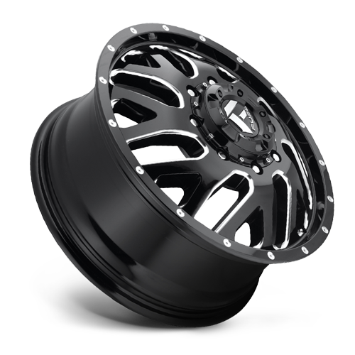 Dually Wheels 20X8.25 Triton Dually D581 8 On 210 Gloss Black Milled 154.3 Bore 105 Offset Mesh Spoke Front Dually Fuel Off Road Wheels