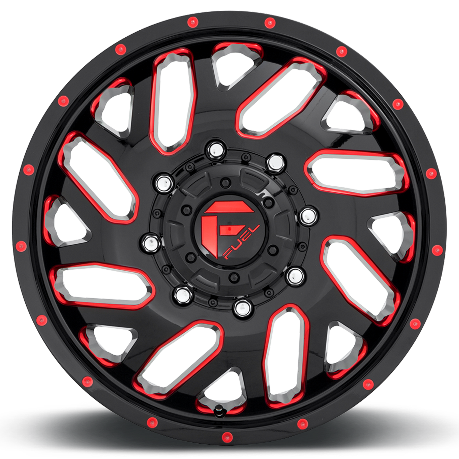 Dually Wheels 20X8.25 Triton Dually D656 8 On 165.1 Gloss Black Red Tinted Clear 121.5 Bore 105 Offset Mesh Spoke Front Dually Fuel Off Road Wheels