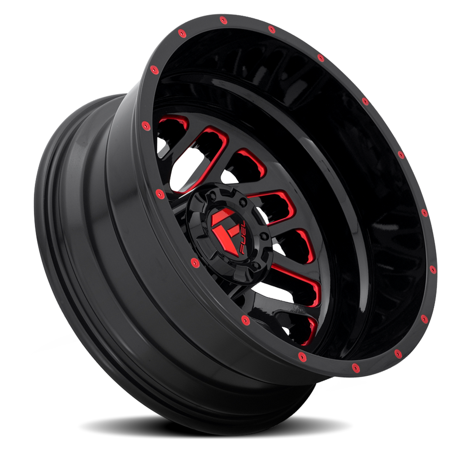 Dually Wheels 20X8.25 Triton Dually D656 8 On 210 Gloss Black Red Tinted Clear 154.3 Bore -221 Offset Mesh Spoke Outer Dually Fuel Off Road Wheels