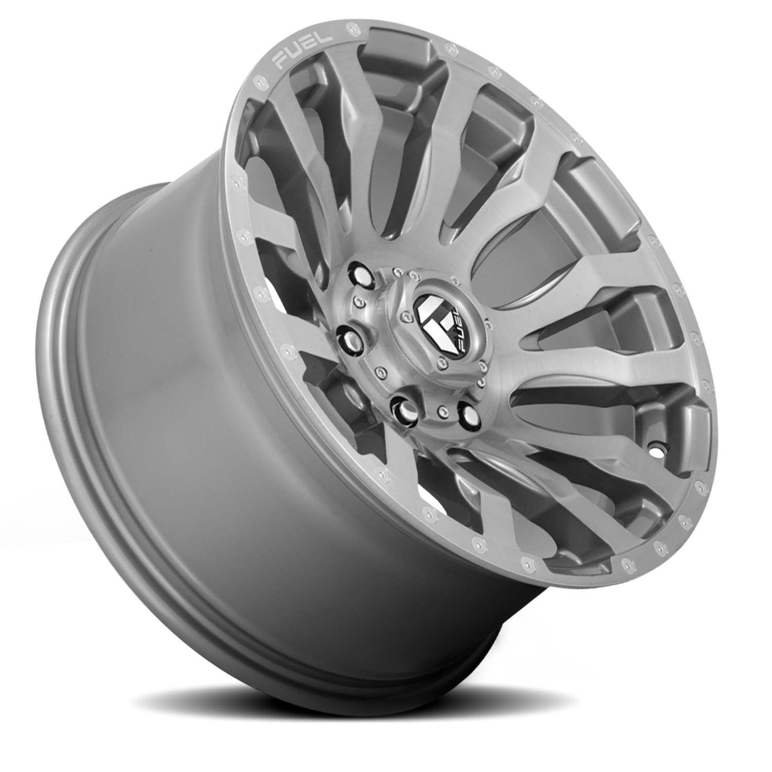 Aluminum Wheels 22X10 Blitz D693 5 On 127 Brushed Gunmetal Gray Tinted Clear 71.5 Bore -18 Offset Multi Spoke Fuel Off Road Wheels