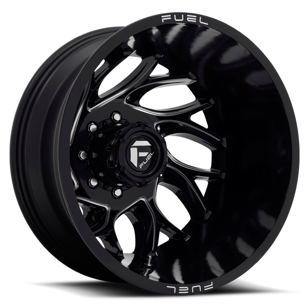 Dually Wheels 20X8.25 Runner Dually D741 8 On 165.1 Gloss Black Milled 121.6 Bore -215 Offset 8 Spoke Outer Dually Fuel Off Road Wheels