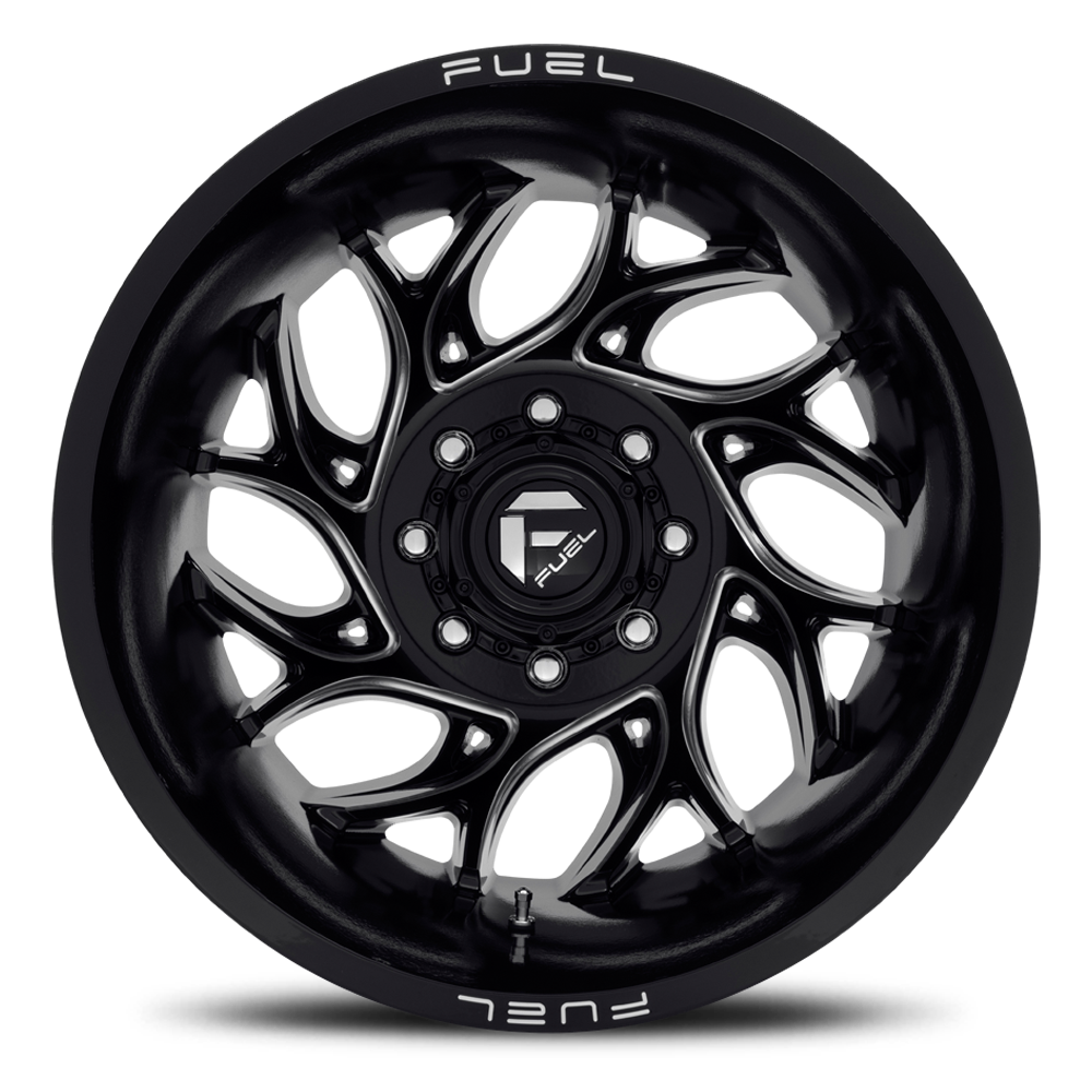 Dually Wheels 20X8.25 Runner Dually D741 8 On 200 Gloss Black Milled 142.2 Bore -202 Offset 8 Spoke Outer Dually Fuel Off Road Wheels