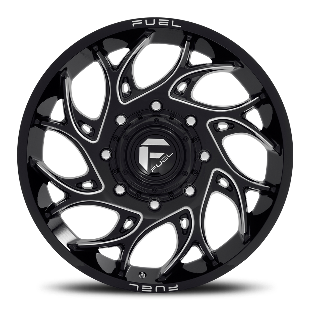 Dually Wheels 22X8.25 Runner Dually D741 8 On 210 Gloss Black Milled 154.3 Bore 105 Offset 8 Spoke Front Dually Fuel Off Road Wheels