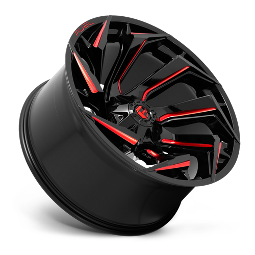 Aluminum Wheels 24X12 Reaction D755 8 On 170 Gloss Black Milled Red Tint 125.1 Bore -44 Offset Fuel Off Road Wheels