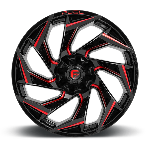 Aluminum Wheels 24X12 Reaction D755 8 On 170 Gloss Black Milled Red Tint 125.1 Bore -44 Offset Fuel Off Road Wheels