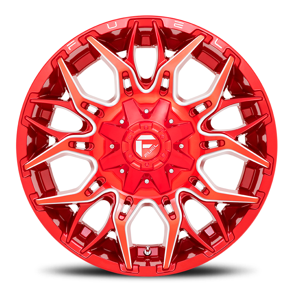 Aluminum Wheels 22X12 Twitch D771 8 On 165.1 Candy Red Milled 125.2 Bore -44 Offset Fuel Off Road Wheels