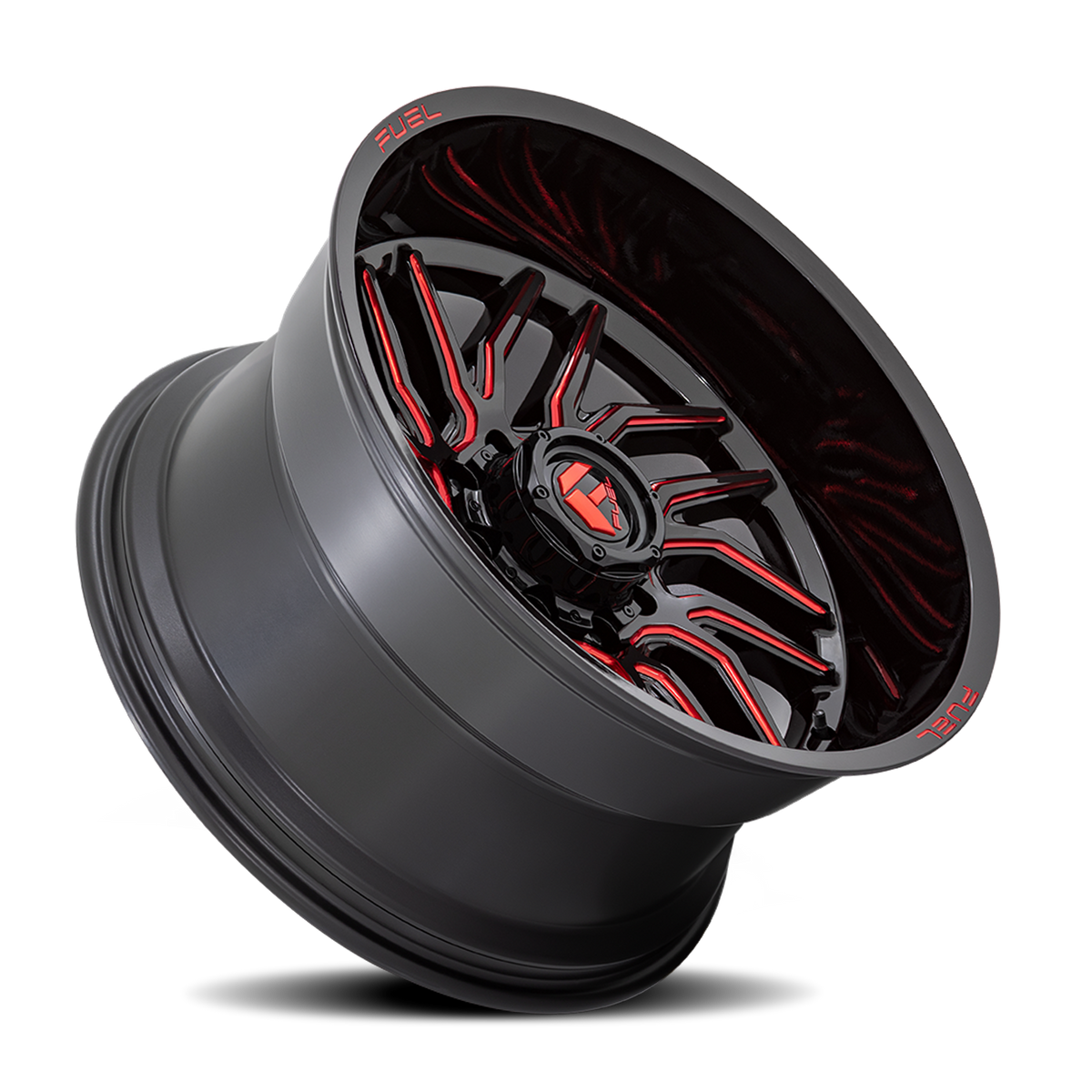 Aluminum Wheels 20X9 Hurricane D808 8 On 170 Gloss Black/Red Milled 125.1 Bore 20 Offset Fuel Off Road Wheels