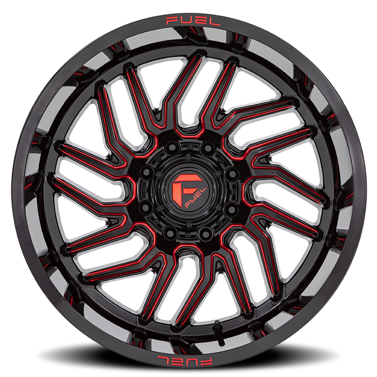 Aluminum Wheels 20X9 Hurricane D808 5 On 127 Gloss Black/Red Milled 71.5 Bore 1 Offset Fuel Off Road Wheels