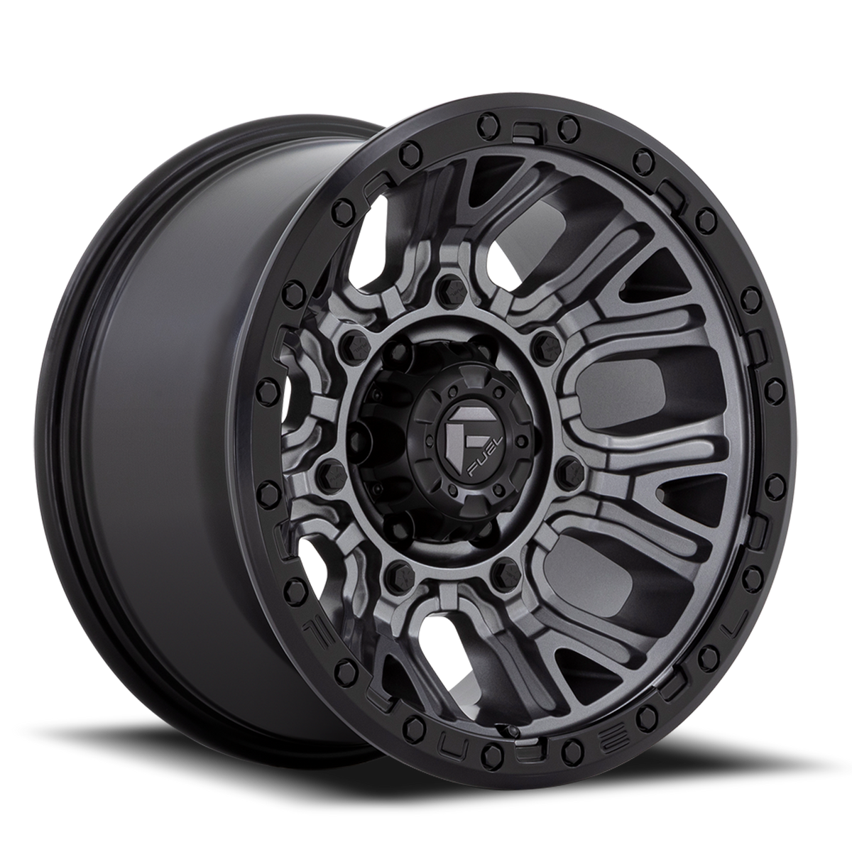 Aluminum Wheels 20X9 Traction D825 6 On 139.7 Gunmetal Gray/Black Ring 106.1 Bore 1 Offset Fuel Off Road Wheels