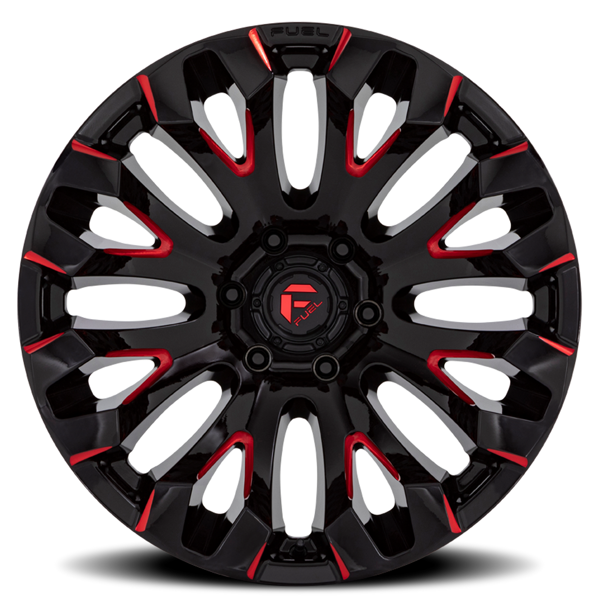 Aluminum Wheels 18X9 Quake D829 5 On 127 Gloss Black Milled Red 71.5 Bore 1 Offset Fuel Off Road Wheels