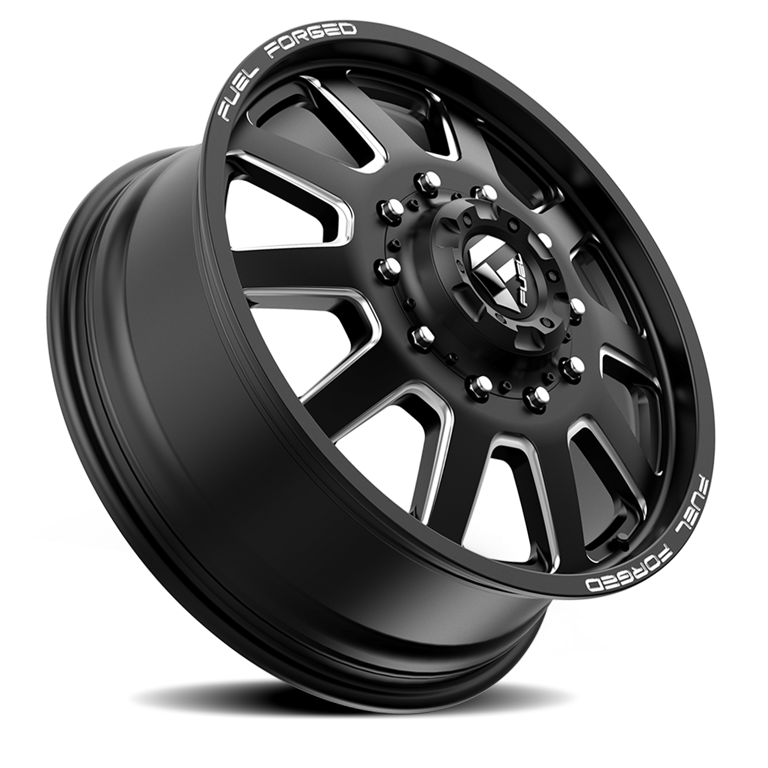 Dually Wheels 20X8.25 FF09D Dually DE09 BK 10 On 225 Matte Black Milled 170.1 Bore 105 Offset Front Dually Fuel Off Road Wheels