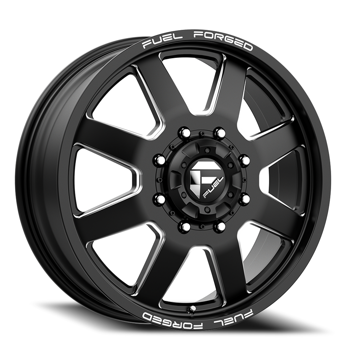 Dually Wheels 22X8.5 FF09D Dually DE09 BK 8 On 200 Matte Black Milled 142.2 Bore 105 Offset Front Dually Fuel Off Road Wheels