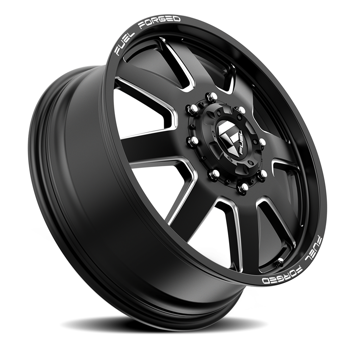 Dually Wheels 24X8.25 FF09D Dually DE09 BK 8 On 165.1 Matte Black Milled 121.7 Bore 105 Offset Front Dually Fuel Off Road Wheels