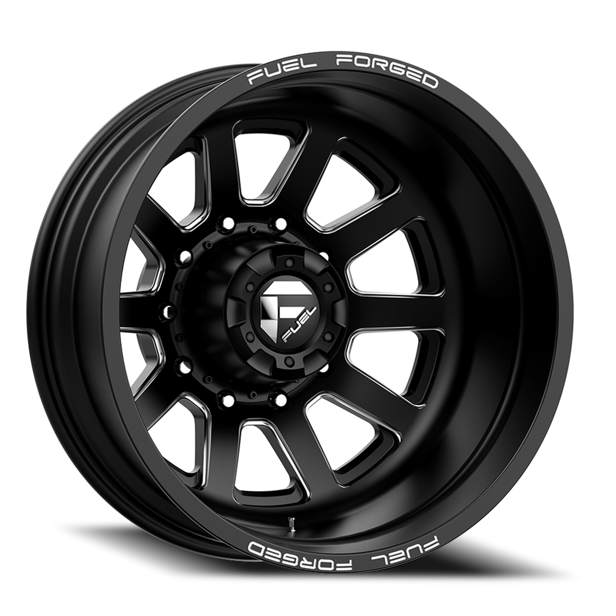 Dually Wheels 24X8.25 FF09D Dually DE09 BK 8 On 200 Matte Black Milled 142.2 Bore -200 Offset Outer Dually Fuel Off Road Wheels