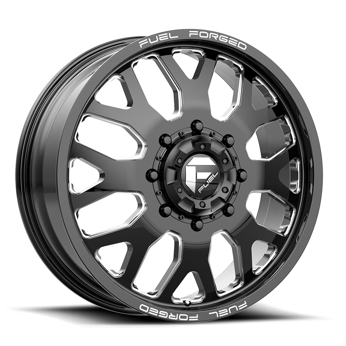 Dually Wheels 22X8.5 FF19D Dually DE19 BK 8 On 200 Gloss Black Milled 142.2 Bore 105 Offset Front Dually Fuel Off Road Wheels