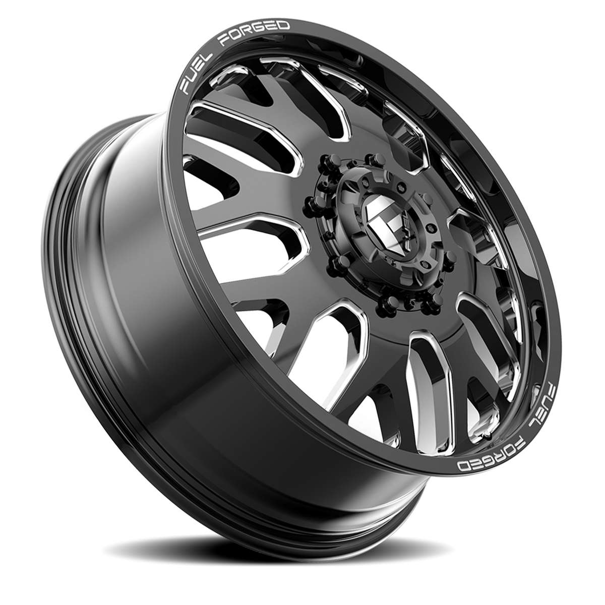 Dually Wheels 22X8.5 FF19D Dually DE19 BK 8 On 200 Gloss Black Milled 142.2 Bore 105 Offset Front Dually Fuel Off Road Wheels