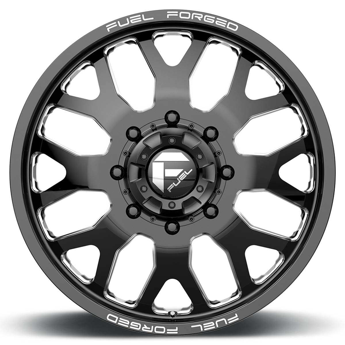 Dually Wheels 22X8.5 FF19D Dually DE19 BK 8 On 200 Gloss Black Milled 142.2 Bore 105 Offset Front Dually Fuel Off Road Wheels