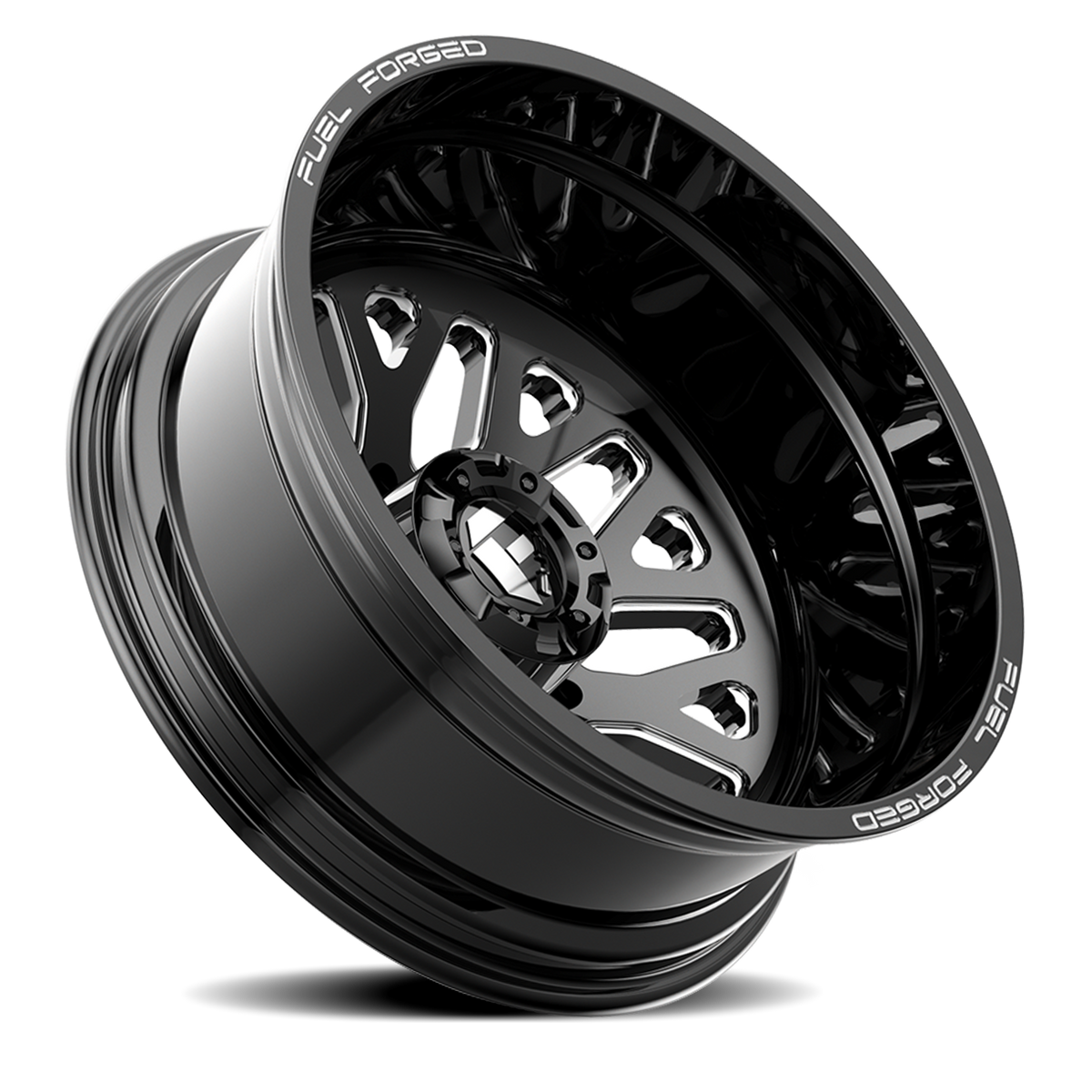 Dually Wheels 22X8.5 FF19D Dually DE19 BK 10 On 225 Gloss Black Milled 170.1 Bore -202 Offset Outer Dually Fuel Off Road Wheels