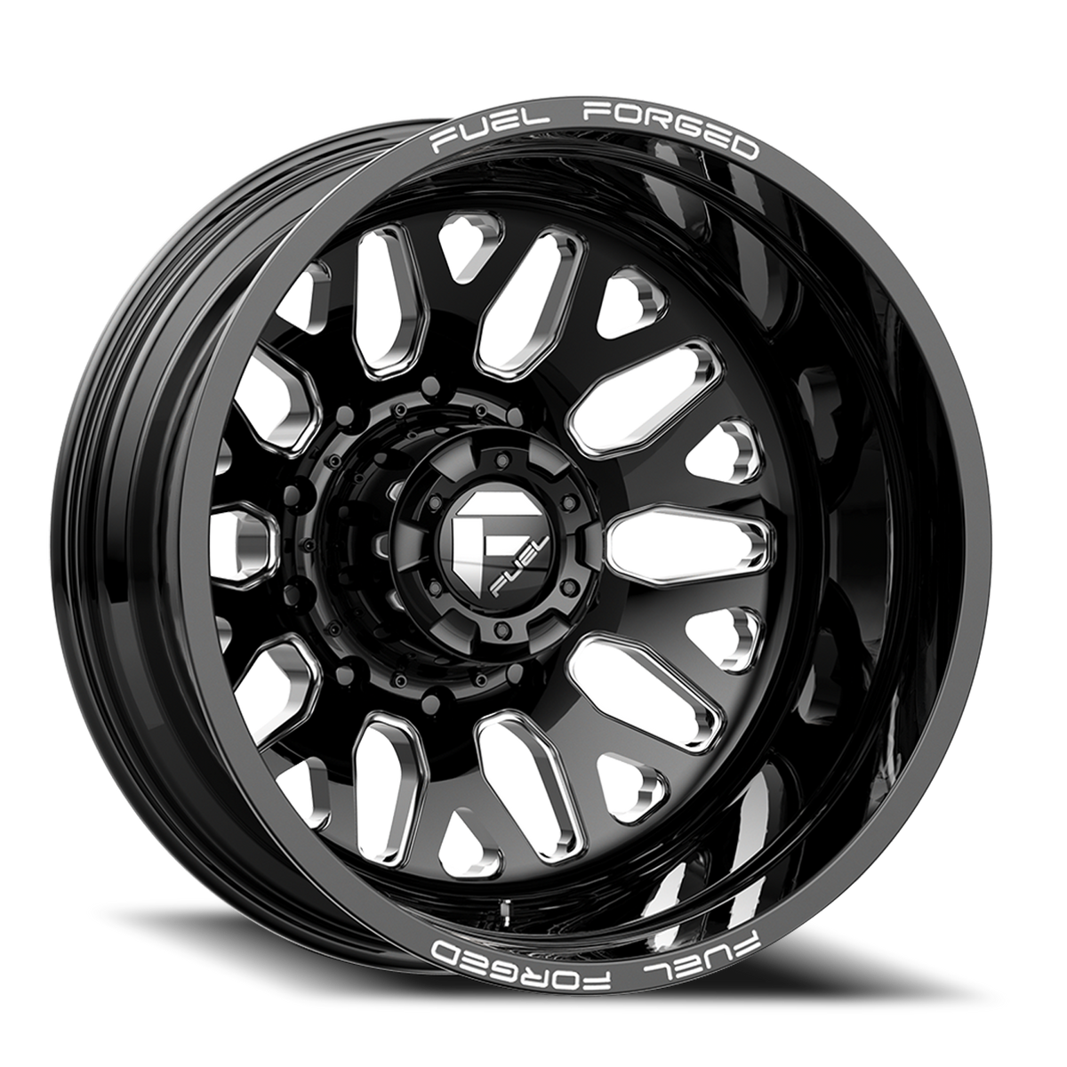 Dually Wheels 24X8.25 FF19D Dually DE19 BK 8 On 210 Gloss Black Milled 154.3 Bore -246 Offset Outer Dually Fuel Off Road Wheels
