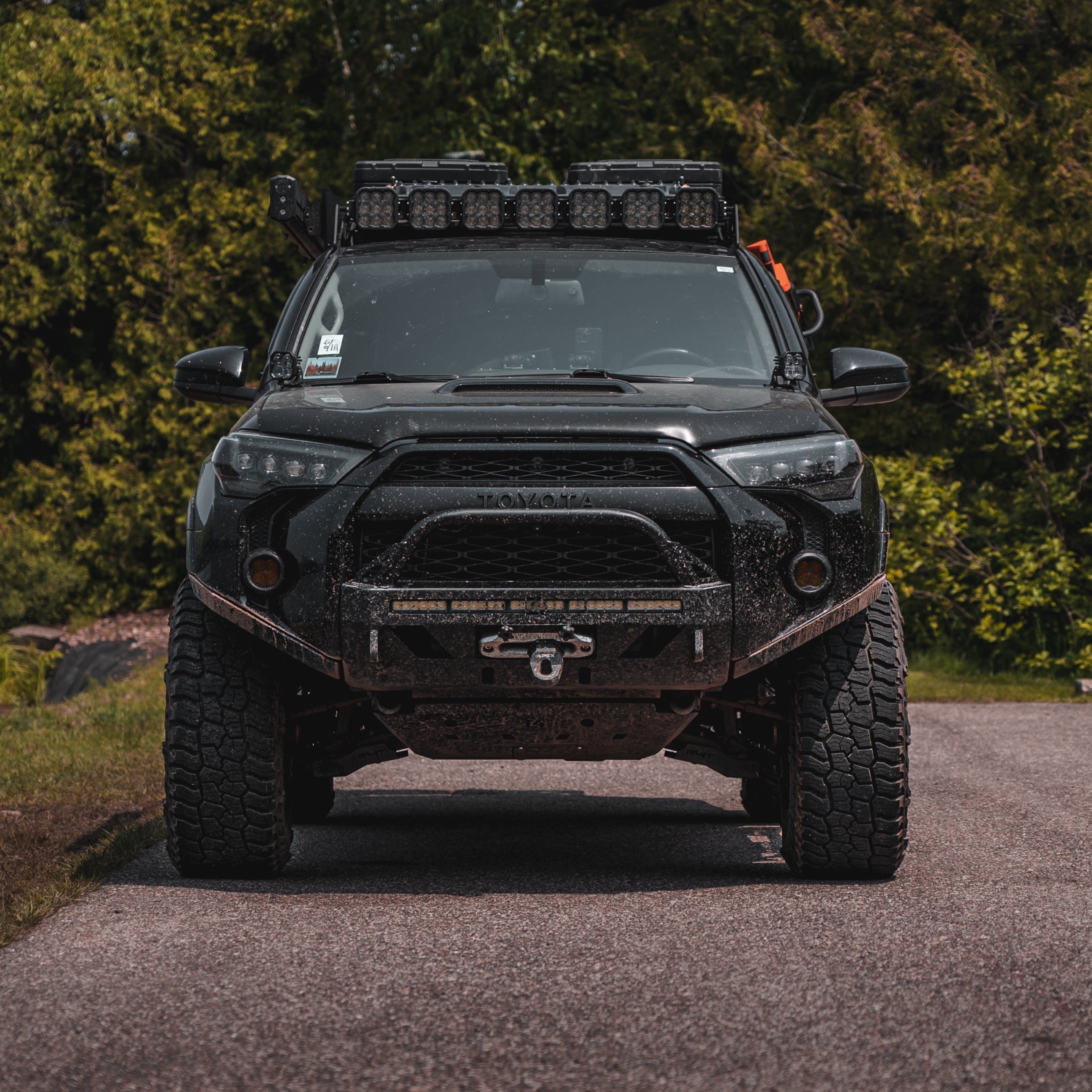 High-clearance Lo Pro bumper for 2014-2024 4Runner, designed for offroad performance and rugged aesthetics.